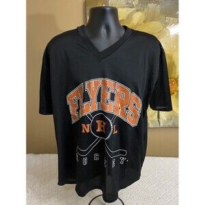 Vintage 90s Philadelphia Flyers Graphic Black Jersey Shirt USA Made Mens Size L